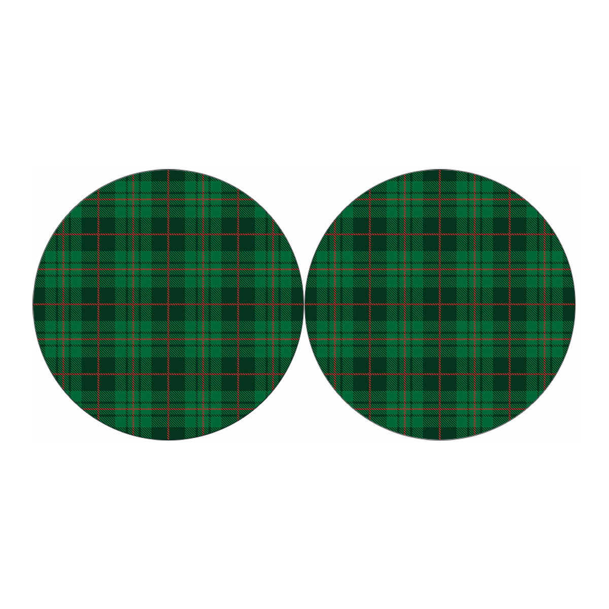 Green And Red Stewart Tartan Print Car Coasters