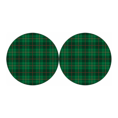 Green And Red Stewart Tartan Print Car Coasters