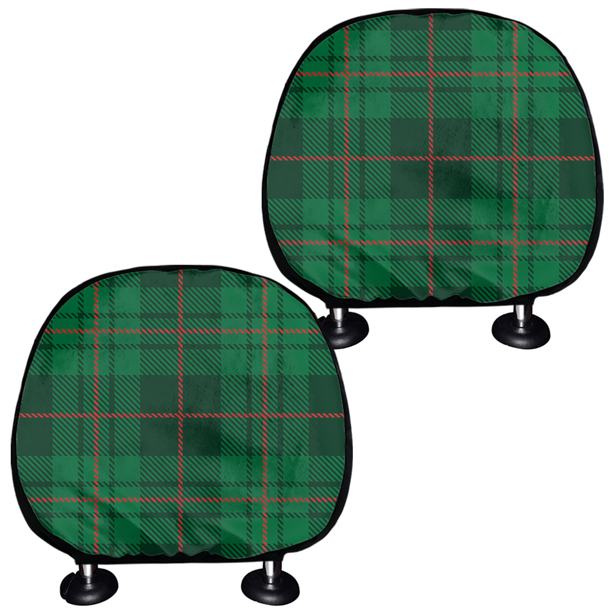Green And Red Stewart Tartan Print Car Headrest Covers