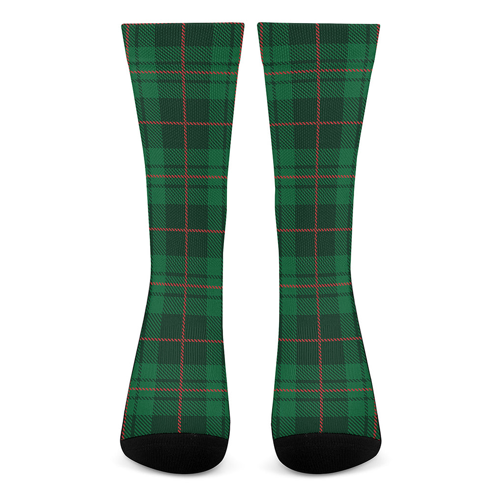 Green And Red Stewart Tartan Print Crew Socks