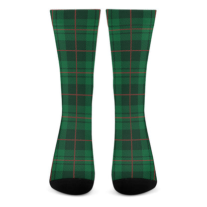 Green And Red Stewart Tartan Print Crew Socks