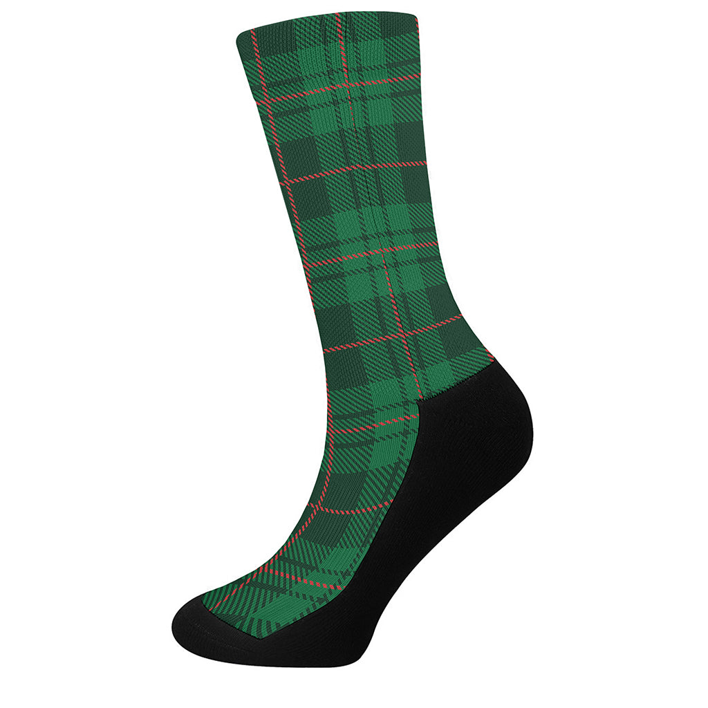Green And Red Stewart Tartan Print Crew Socks