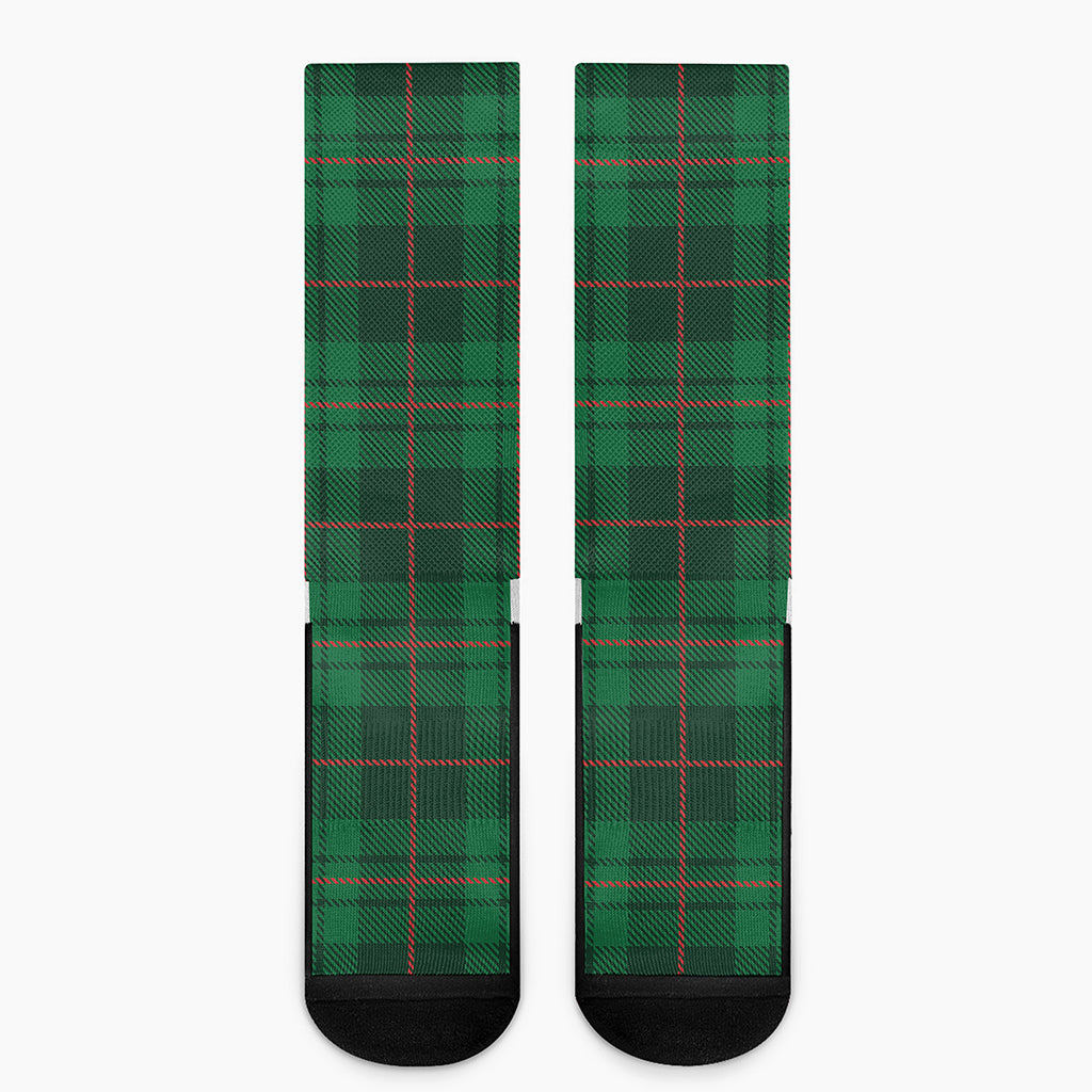 Green And Red Stewart Tartan Print Crew Socks