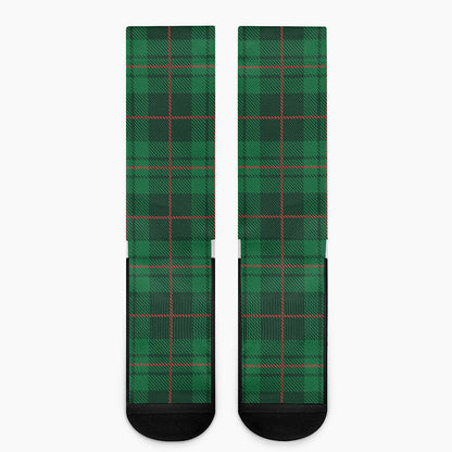 Green And Red Stewart Tartan Print Crew Socks