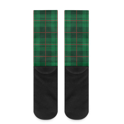 Green And Red Stewart Tartan Print Crew Socks