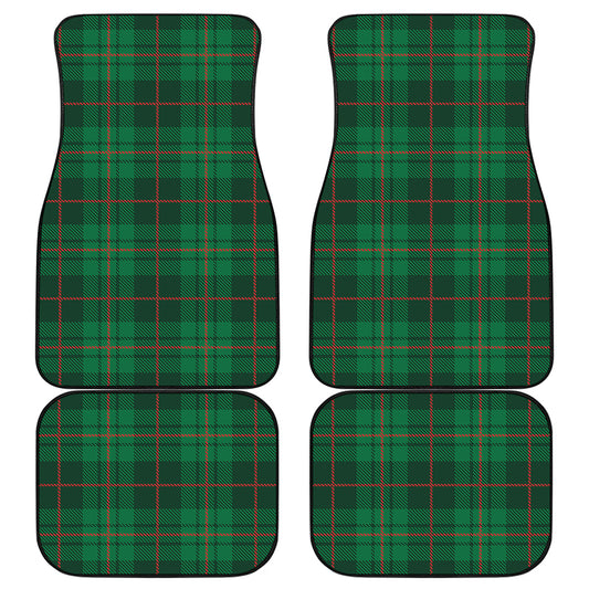 Green And Red Stewart Tartan Print Front and Back Car Floor Mats