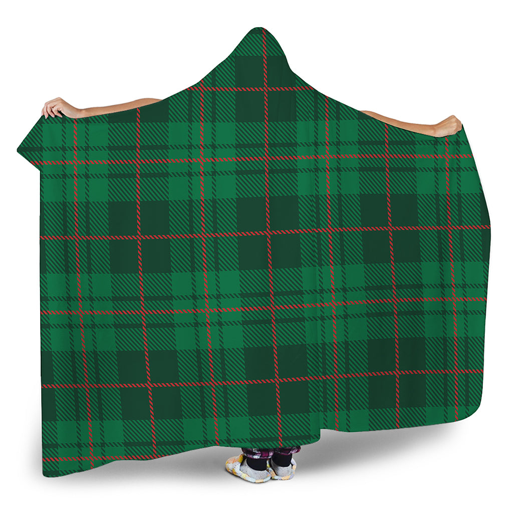 Green And Red Stewart Tartan Print Hooded Blanket