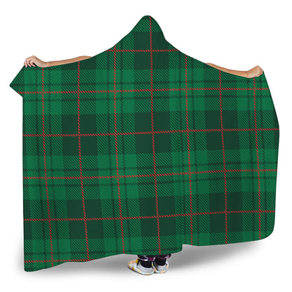 Green And Red Stewart Tartan Print Hooded Blanket