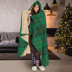 Green And Red Stewart Tartan Print Hooded Blanket