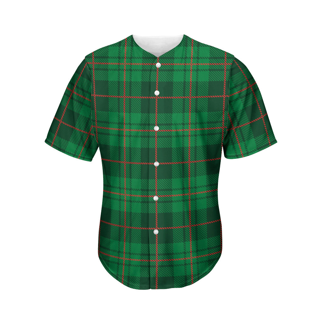 Green And Red Stewart Tartan Print Men's Baseball Jersey