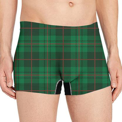 Green And Red Stewart Tartan Print Men's Boxer Briefs