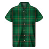 Green And Red Stewart Tartan Print Men's Short Sleeve Shirt