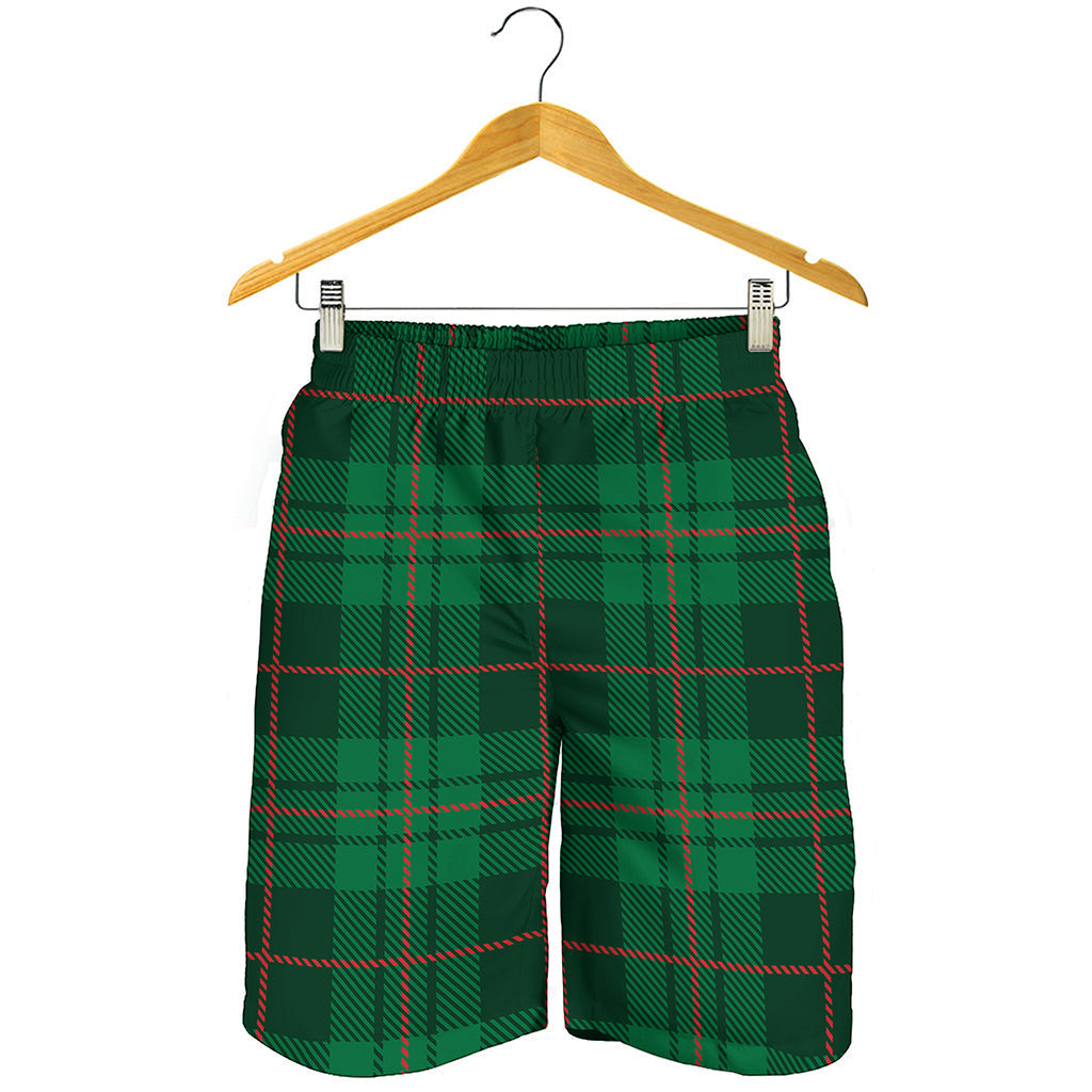 Green And Red Stewart Tartan Print Men's Shorts