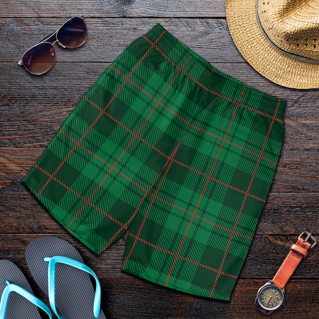 Green And Red Stewart Tartan Print Men's Shorts