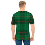 Green And Red Stewart Tartan Print Men's T-Shirt