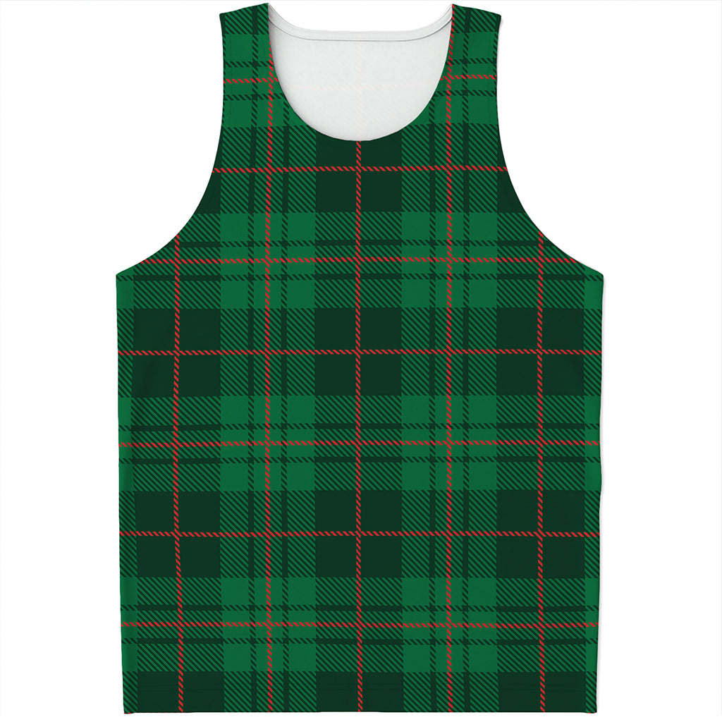 Green And Red Stewart Tartan Print Men's Tank Top