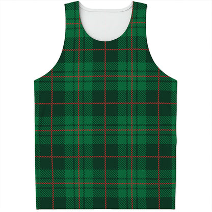 Green And Red Stewart Tartan Print Men's Tank Top
