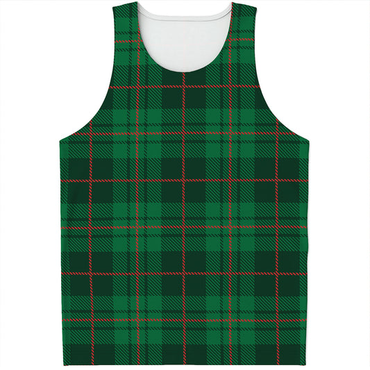 Green And Red Stewart Tartan Print Men's Tank Top
