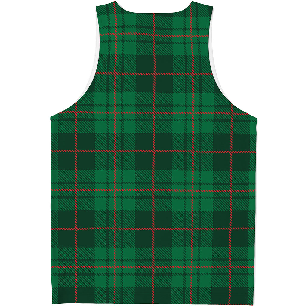 Green And Red Stewart Tartan Print Men's Tank Top