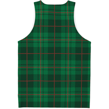 Green And Red Stewart Tartan Print Men's Tank Top