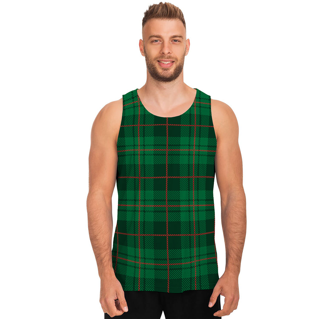 Green And Red Stewart Tartan Print Men's Tank Top