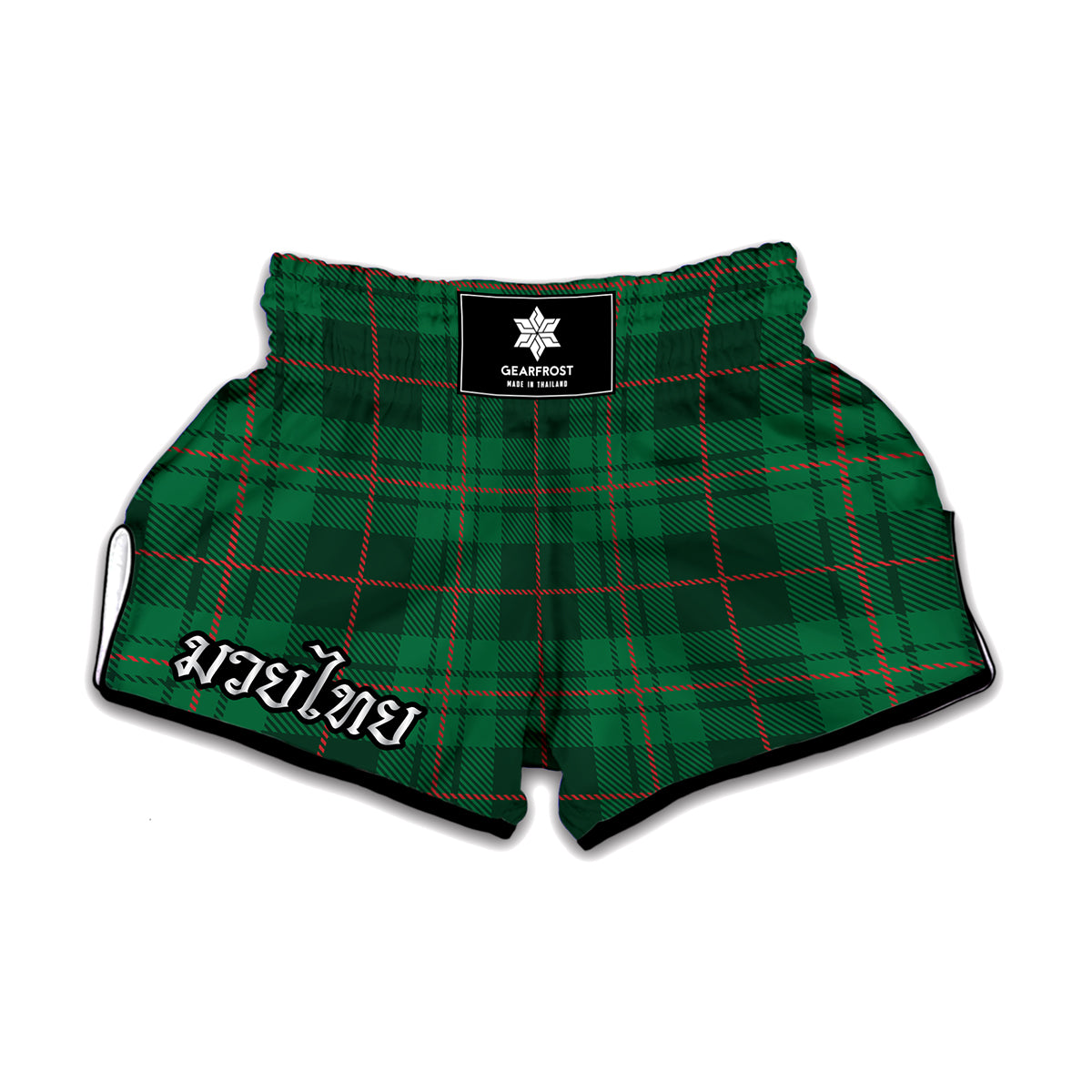 Green And Red Stewart Tartan Print Muay Thai Boxing Shorts