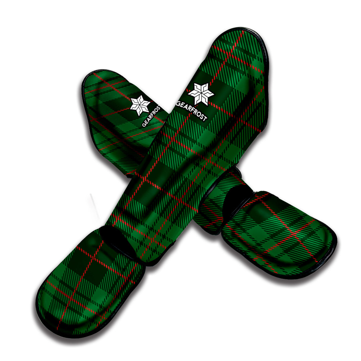 Green And Red Stewart Tartan Print Muay Thai Shin Guard