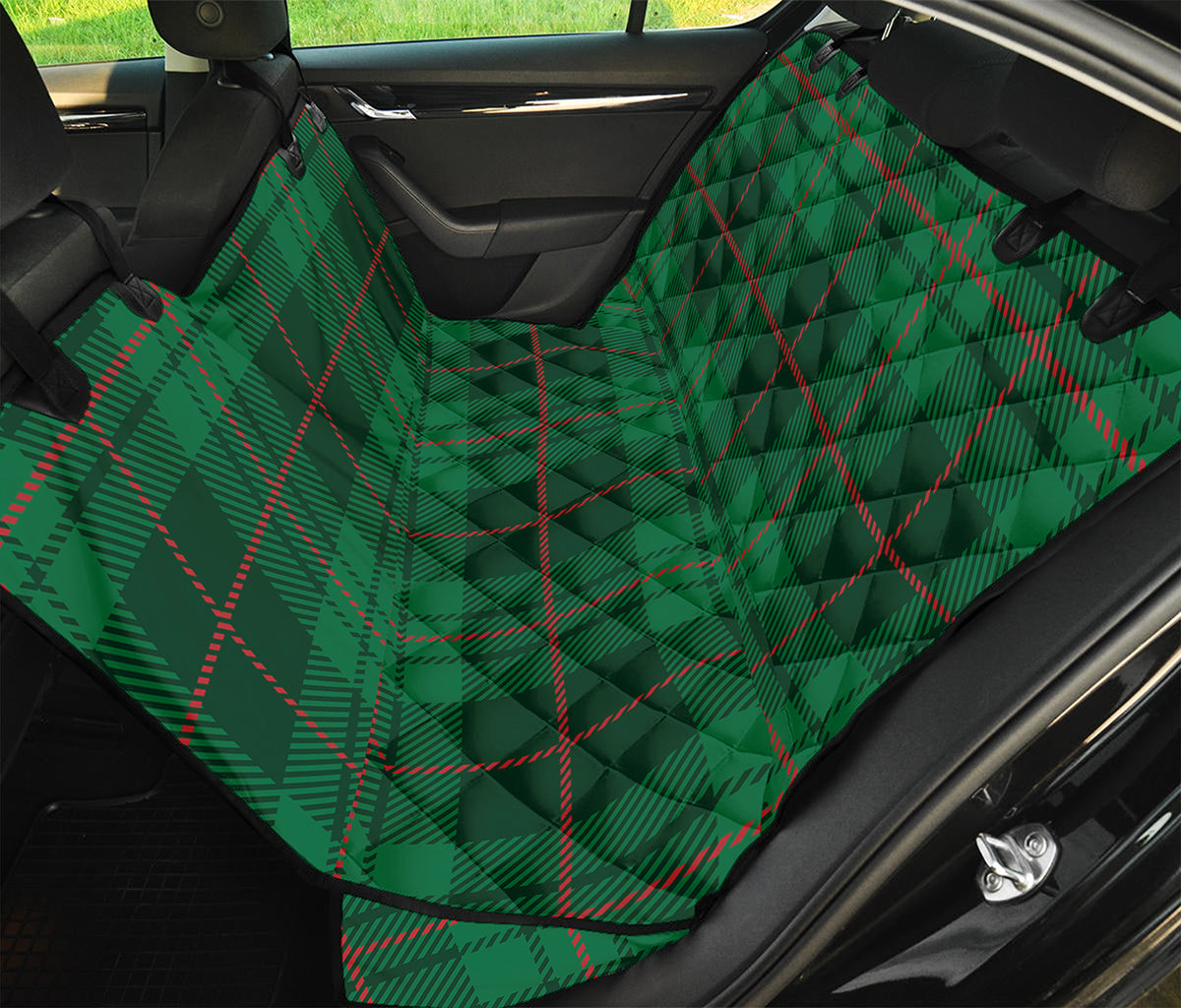 Green And Red Stewart Tartan Print Pet Car Back Seat Cover