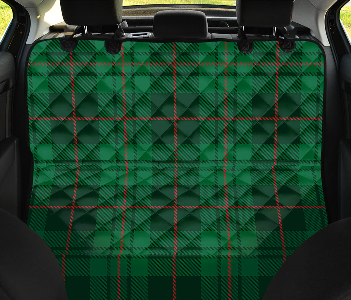 Green And Red Stewart Tartan Print Pet Car Back Seat Cover