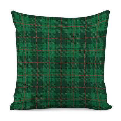 Green And Red Stewart Tartan Print Pillow Cover