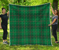 Green And Red Stewart Tartan Print Quilt