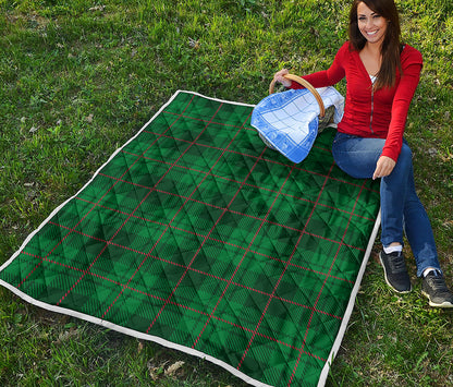 Green And Red Stewart Tartan Print Quilt