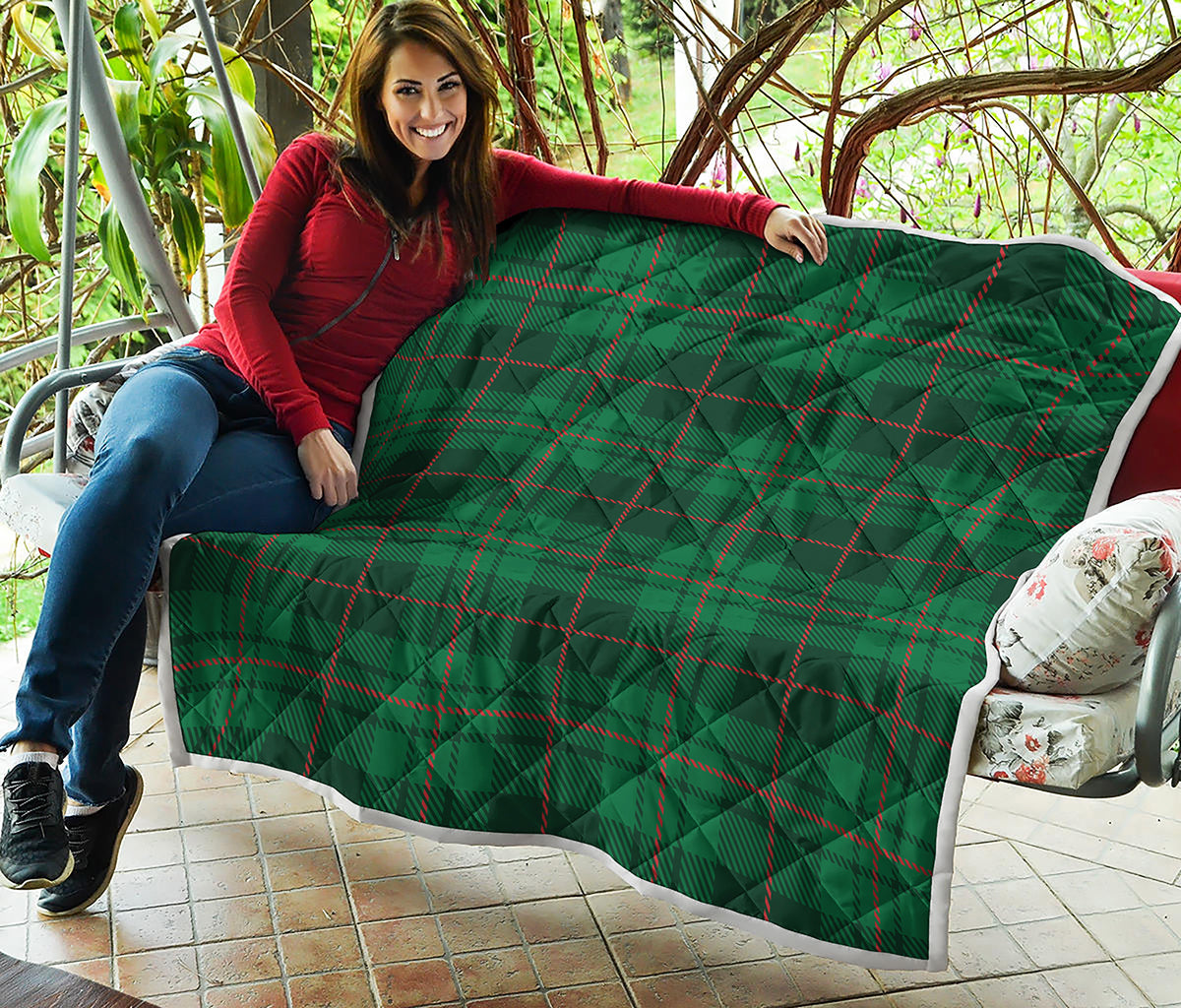 Green And Red Stewart Tartan Print Quilt