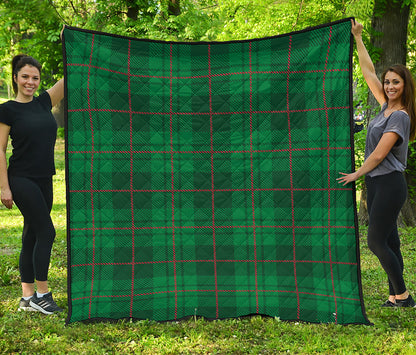 Green And Red Stewart Tartan Print Quilt