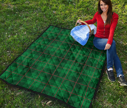 Green And Red Stewart Tartan Print Quilt