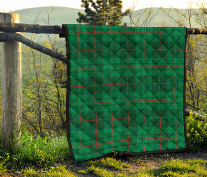 Green And Red Stewart Tartan Print Quilt