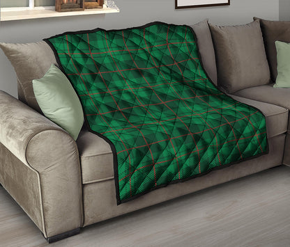 Green And Red Stewart Tartan Print Quilt