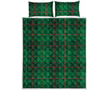 Green And Red Stewart Tartan Print Quilt Bed Set