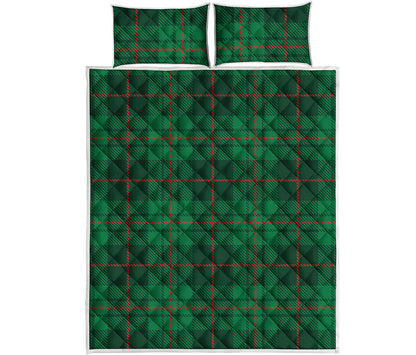Green And Red Stewart Tartan Print Quilt Bed Set