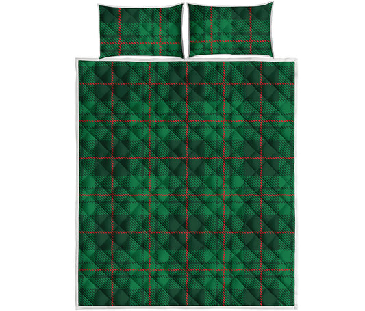 Green And Red Stewart Tartan Print Quilt Bed Set