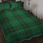 Green And Red Stewart Tartan Print Quilt Bed Set