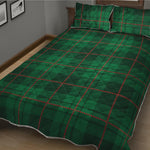 Green And Red Stewart Tartan Print Quilt Bed Set