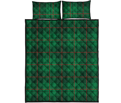 Green And Red Stewart Tartan Print Quilt Bed Set