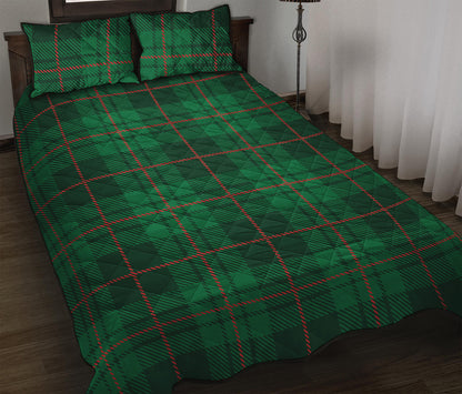 Green And Red Stewart Tartan Print Quilt Bed Set