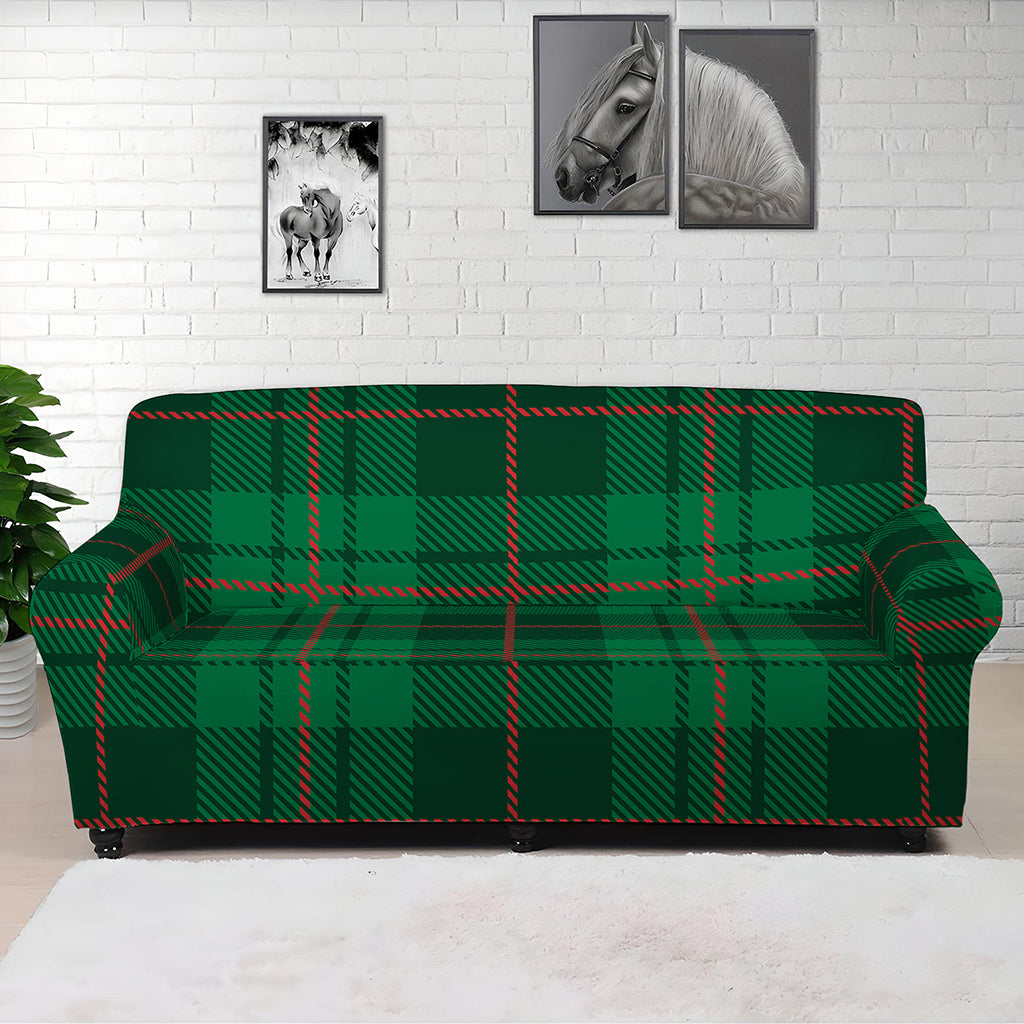 Green And Red Stewart Tartan Print Sofa Cover