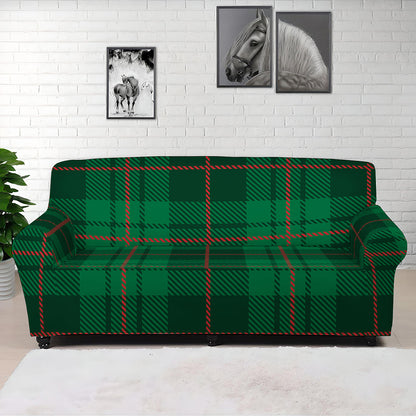 Green And Red Stewart Tartan Print Sofa Cover
