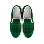 Green And Red Stewart Tartan Print White Slip On Shoes