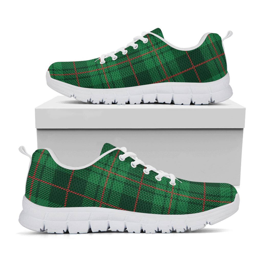 Green And Red Stewart Tartan Print White Sneakers