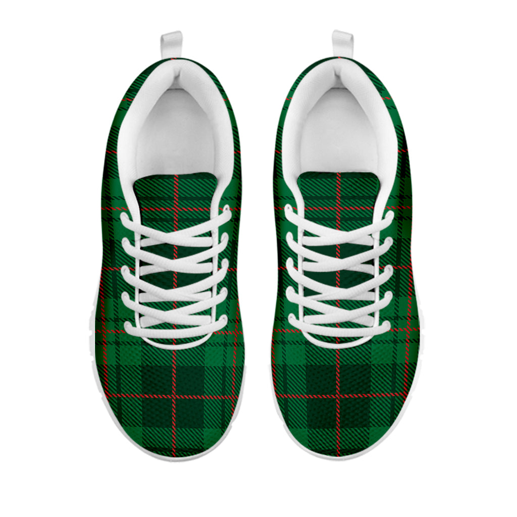 Green And Red Stewart Tartan Print White Sneakers