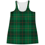 Green And Red Stewart Tartan Print Women's Racerback Tank Top